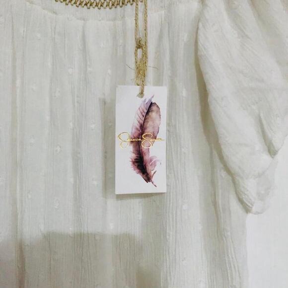 NWT Womens Jessica Simpson White Embroidered Peasant Dress Size Small HAS A TEAR - Picture 4 of 11